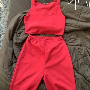 Boohoo Red Two Piece Set